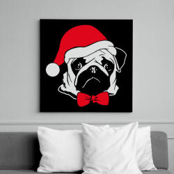 printfashion Mopsz mikulás - Vászonkép - Fekete (6650424)