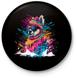 printfashion Láma sapkában - Kitűző, hűtőmágnes - Fekete (14033684)