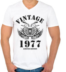 printfashion 1977 - Férfi V-nyakú póló - Fehér (6216815)