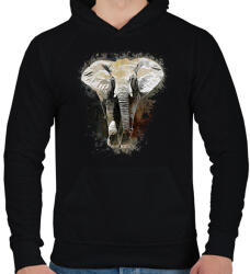 printfashion elefánt - Férfi kapucnis pulóver - Fekete (5735516)