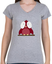 printfashion little red bird - Női V-nyakú póló - Sport szürke (375910)