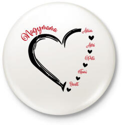 printfashion Nagymama és unokák - Kitűző, hűtőmágnes - Fehér (13296435)