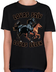 printfashion lovas - Gyerek póló - Fekete (8960471)