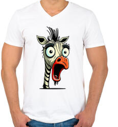 printfashion Csodálkozó zebra - Férfi V-nyakú póló - Fehér (13181804)