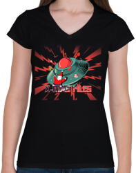 printfashion X-MAS FILES - Női V-nyakú póló - Fekete (10831030)