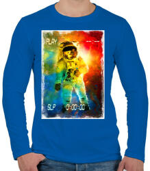 printfashion Asztronauta játék - Férfi hosszú ujjú póló - Királykék (86405)
