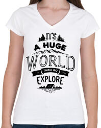 printfashion Adventure - Női V-nyakú póló - Fehér (537105)