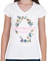 printfashion Lánybúcsú csapat - Női V-nyakú póló - Fehér (5320229)