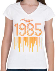 printfashion 1985 - Női V-nyakú póló - Fehér (12154231)