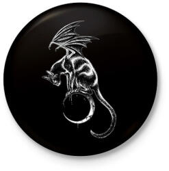 printfashion Cica a holdon - Kitűző, hűtőmágnes - Fekete (14577314)