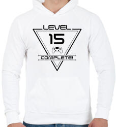 printfashion level-complete-15-black - Férfi kapucnis pulóver - Fehér (1077974)