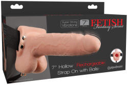 Pipedream 7" Hollow Strap-On Light/Black - primestars