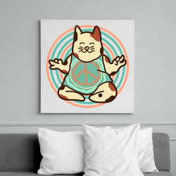 printfashion Hippi macska - Vászonkép - Fehér (6630859)