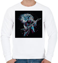 printfashion Rocker gitáros - Férfi pulóver - Fehér (6378420)