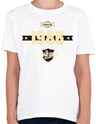 printfashion born-in-1986-cream-choco - Gyerek póló - Fehér (630641)
