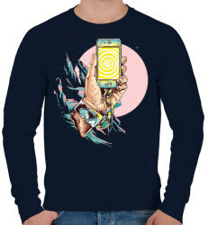 printfashion Szelfi - Férfi pulóver - Sötétkék (65516)