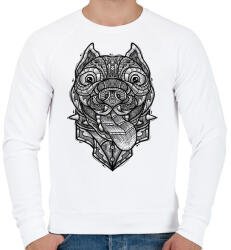 printfashion Pitbull - Férfi pulóver - Fehér (300071)
