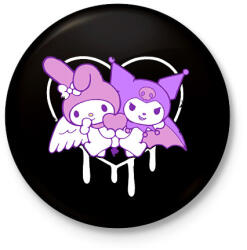 printfashion kuromi és my melody - Kitűző, hűtőmágnes - Fekete (14589613)