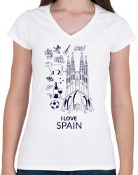 printfashion I LOVE SPAIN - Női V-nyakú póló - Fehér (10650177)