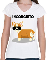 printfashion Incorgito - Női V-nyakú póló - Fehér (2117958)