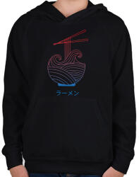 printfashion Ramen tenger - Gyerek kapucnis pulóver - Fekete (13359041)