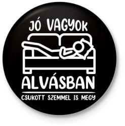 printfashion Csukott szemmel is megy - Kitűző, hűtőmágnes - Fekete (7543694)