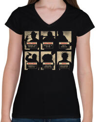 printfashion A horror horda - Női V-nyakú póló - Fekete (1063227)