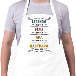 printfashion Legenda, férj, apa, nagypapa - Kötény - Fehér (13605324)