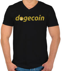 printfashion Dogecoin - Férfi V-nyakú póló - Fekete (5075063)