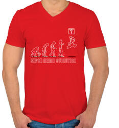 printfashion Super Mario evolúció - Férfi V-nyakú póló - Piros (310354)