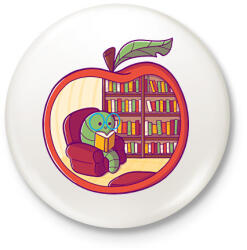 printfashion Bookworm - Kitűző, hűtőmágnes - Fehér (15707354)