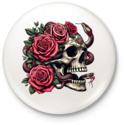 printfashion Koponya - Kitűző, hűtőmágnes - Fehér (15176165)