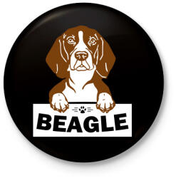 printfashion Beagle kutya - Kitűző, hűtőmágnes - Fekete (5039024)