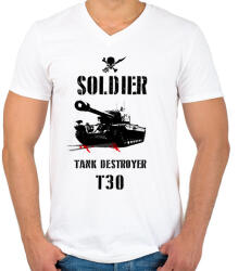 printfashion SOLDIER-T30 - Férfi V-nyakú póló - Fehér (1922712)