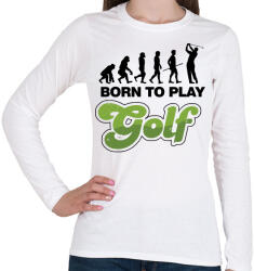 printfashion Golfozás evolúció - Női hosszú ujjú póló - Fehér (1227393)