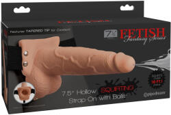 Pipedream 7" Squirting Hollow Strap-on Light/Black - primestars