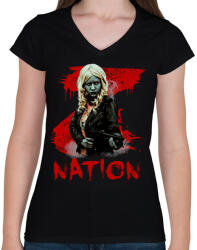 printfashion z nation-lucy - Női V-nyakú póló - Fekete (2841923)