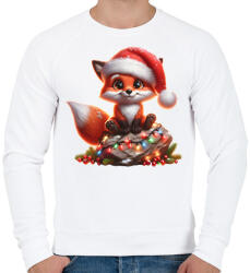 printfashion Cuki karácsonyi Róka - Férfi pulóver - Fehér (15227542)
