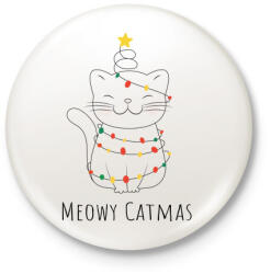 printfashion Karácsonyi égő cica - Kitűző, hűtőmágnes - Fehér (5465692)