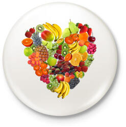 printfashion Gyümölcs-szív - Kitűző, hűtőmágnes - Fehér (10696920)