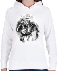 printfashion angol bulldog koronaval - Női kapucnis pulóver - Fehér (5702771)