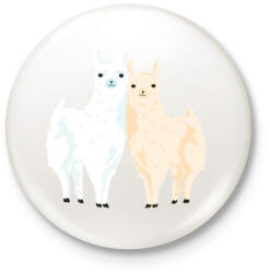 printfashion Alpaka pár - Kitűző, hűtőmágnes - Fehér (3087581)