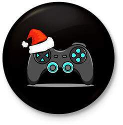 printfashion Karácsonyi gamer - Kitűző, hűtőmágnes - Fekete (9459657)
