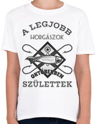 printfashion Horgász október - Gyerek póló - Fehér (5732499)