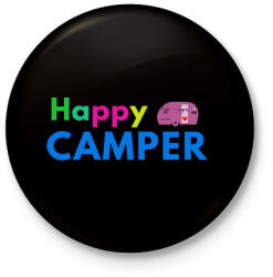 printfashion HAPPY CAMPER - Kitűző, hűtőmágnes - Fekete (3097835)