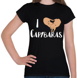 printfashion I love capybara - Női póló - Fekete (13723167)