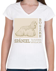 printfashion Büszke tulajdonos - Spániel - Női V-nyakú póló - Fehér (6302172)