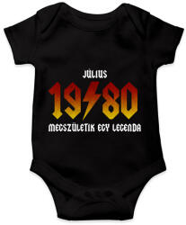 printfashion 1980 JÚLIUS - LEGENDA SZÜLETIK (ACDC STÍLUS) - Baba Body - Fekete (2701152)