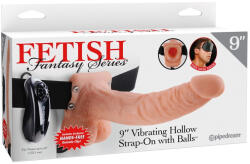 Pipedream 9" Vibrating Hollow Strap-On with Balls Light/Black - primestars