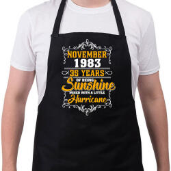 printfashion 1983 Születésnap - Napfény egy kis hurrikánnal! - Kötény - Fekete (4927191)